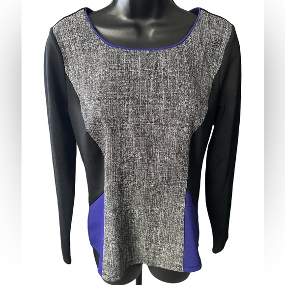 ANN TAYLOR Colorblock & Tweed Long-sleeved Top - Picture 4 of 7